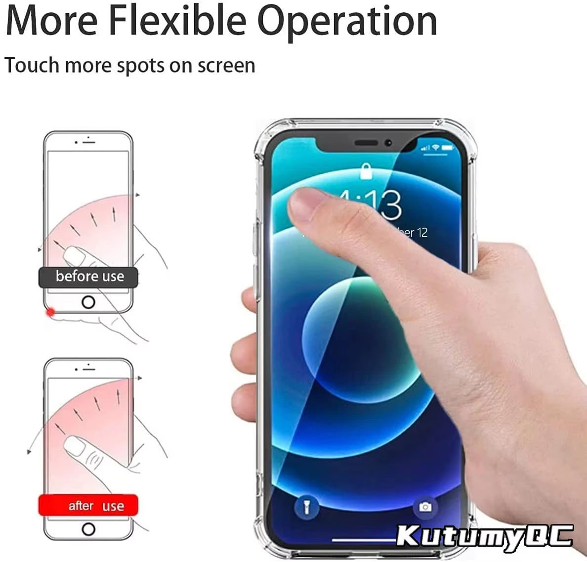 Transparent Cell Phone Ring Holder Stand 360° Degree Rotation Clear Finger Grip Kickstand Compatible Iphones or Phone Case