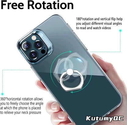 Transparent Cell Phone Ring Holder Stand 360° Degree Rotation Clear Finger Grip Kickstand Compatible Iphones or Phone Case